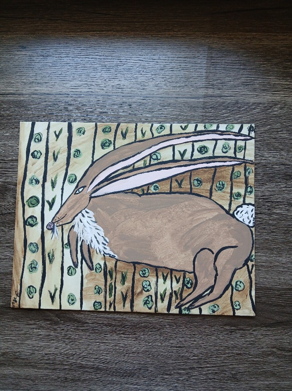 Rabbit Painting Folk Art Whimsy